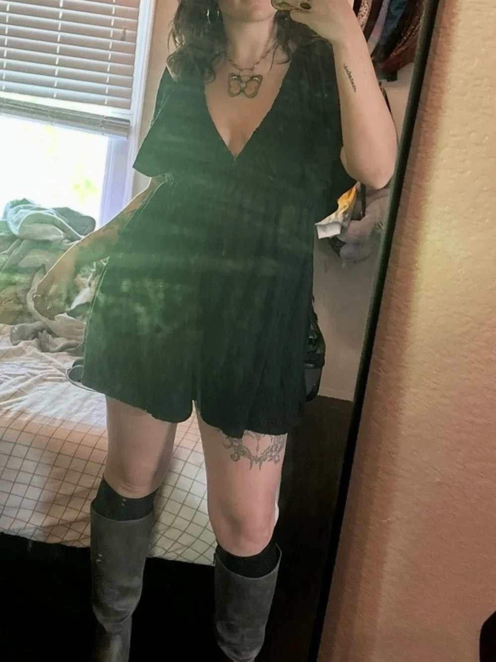 Free People Black Deep V Romper